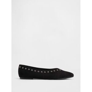 Gap Womens Black Vegan Suede Grommet Eyelet V-Neck Ballet Flats Size 9 NEW